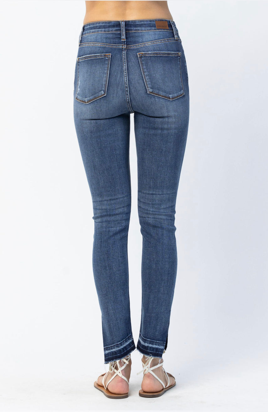 Back View of Judy Blue Skinny w/released hem and Side Slit 