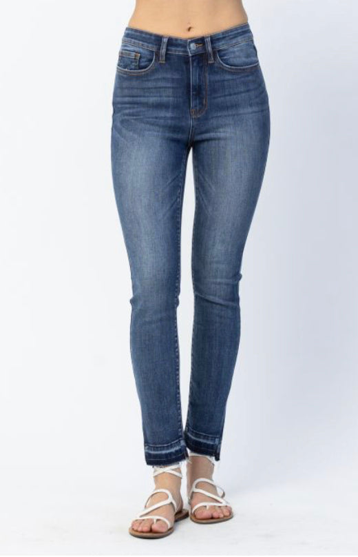 Judy Blue Skinny w/Reased Hem and Side Slit front view