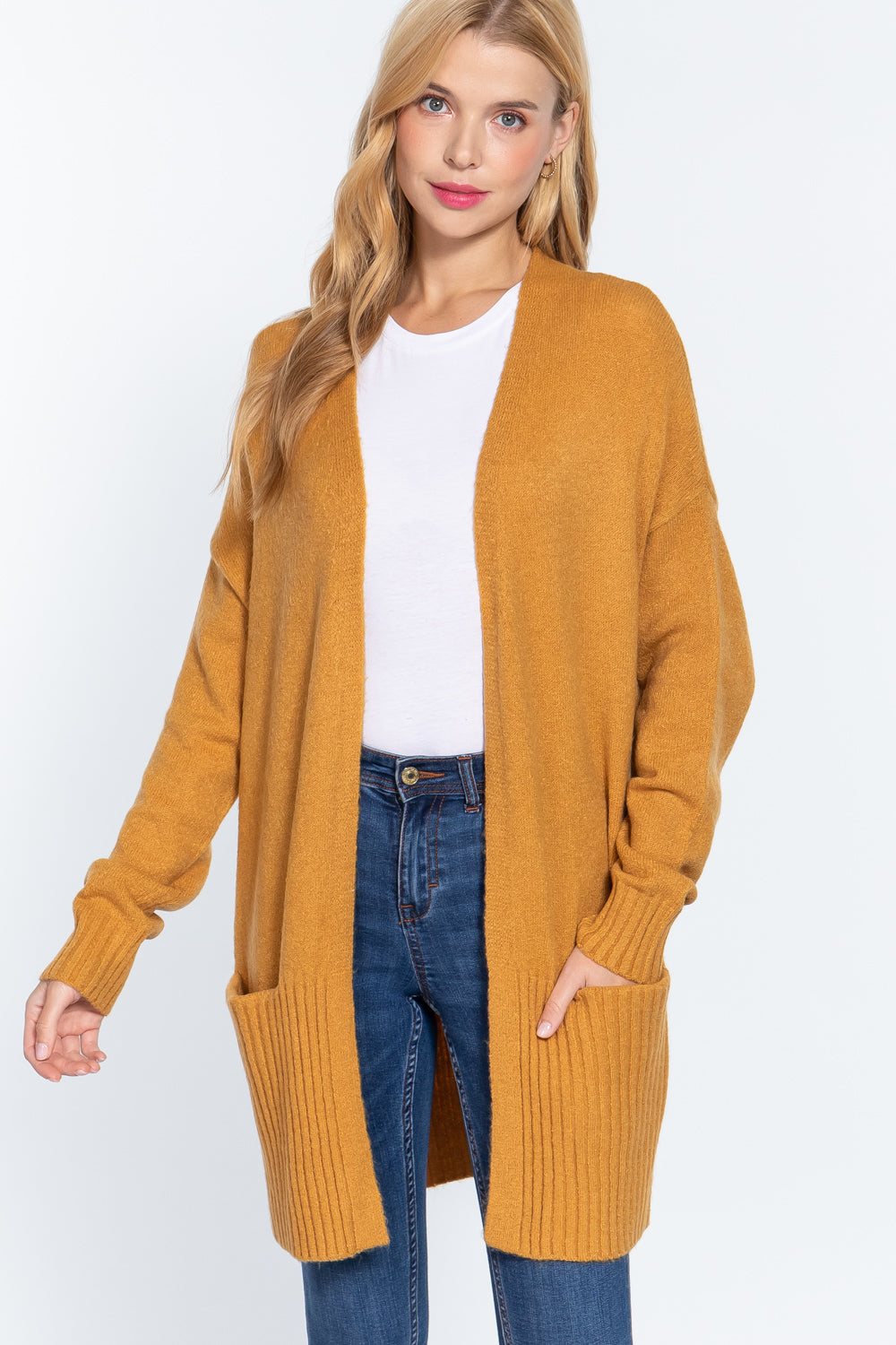 Open Front Sweater Cardigan w/Pockets