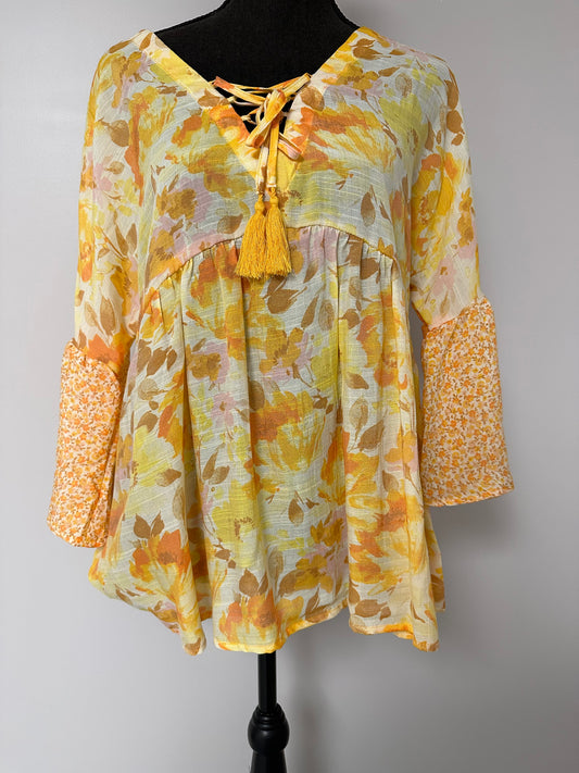 Yellow Multi Floral Blouse