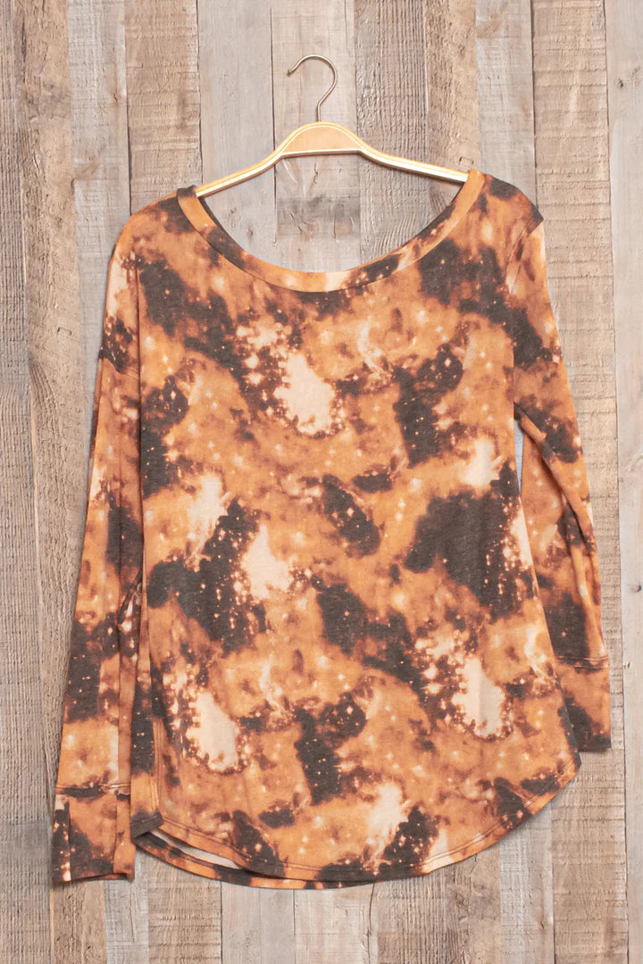 Rust Tie Dye Mix Sweater Top