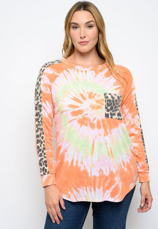 Tie Dye Animal Print Top