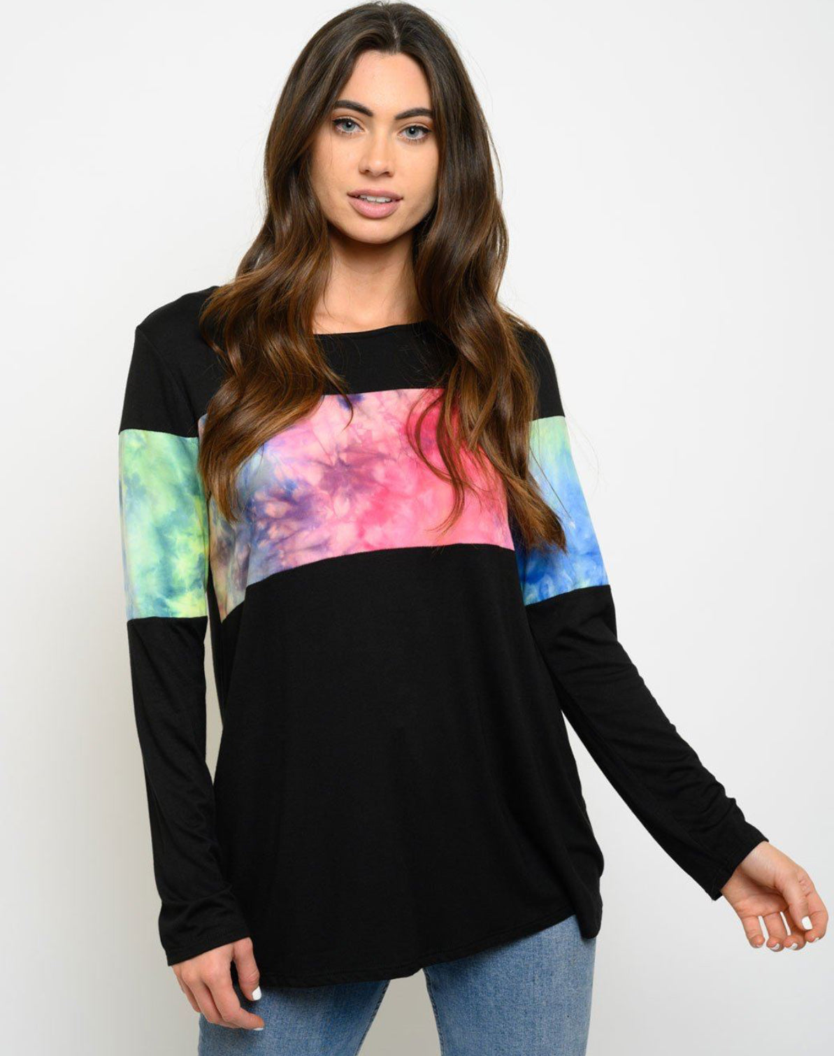 Tie Dye Tunic Long Sleeve Top