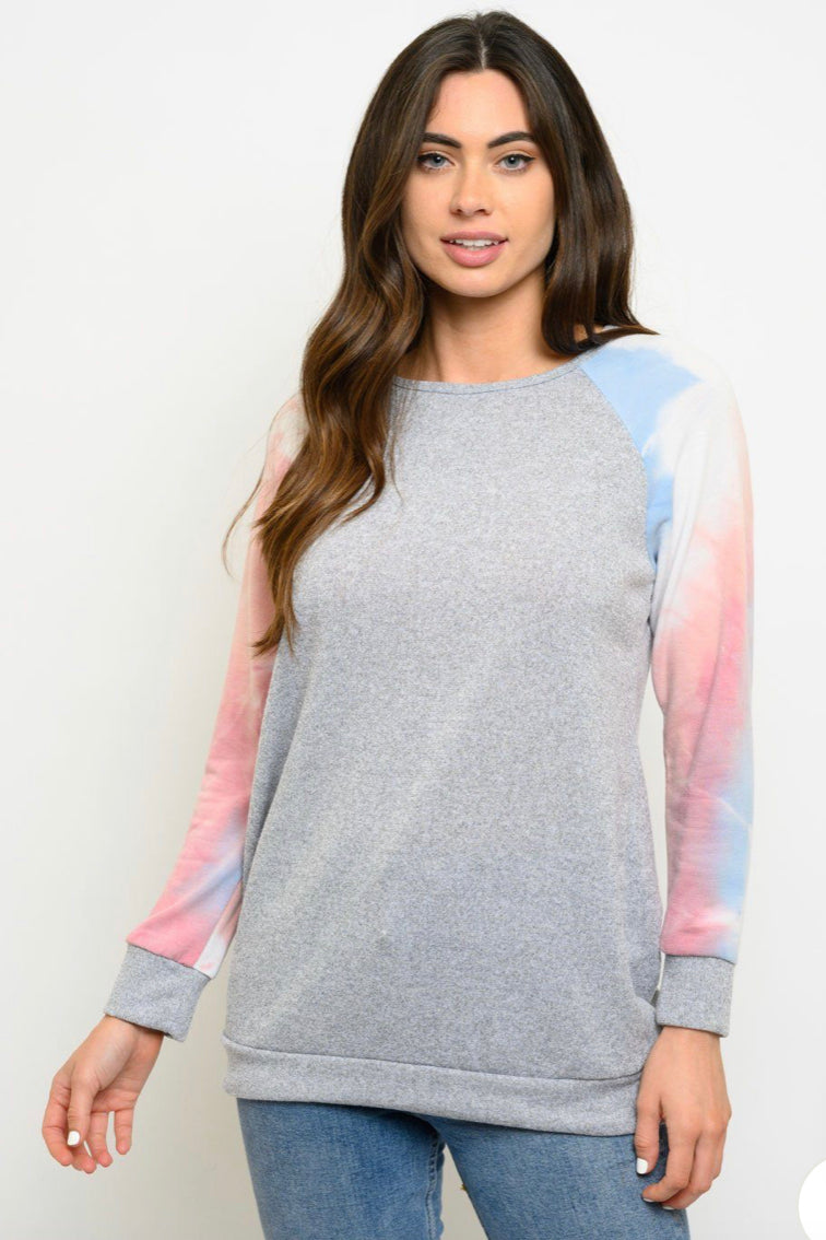 Grey Tie Dye Top