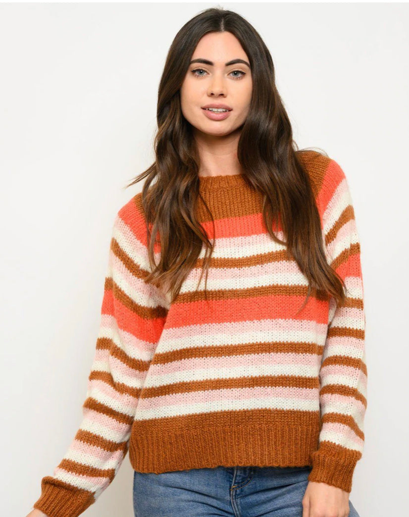 Stripped Multi Color Block Sweater