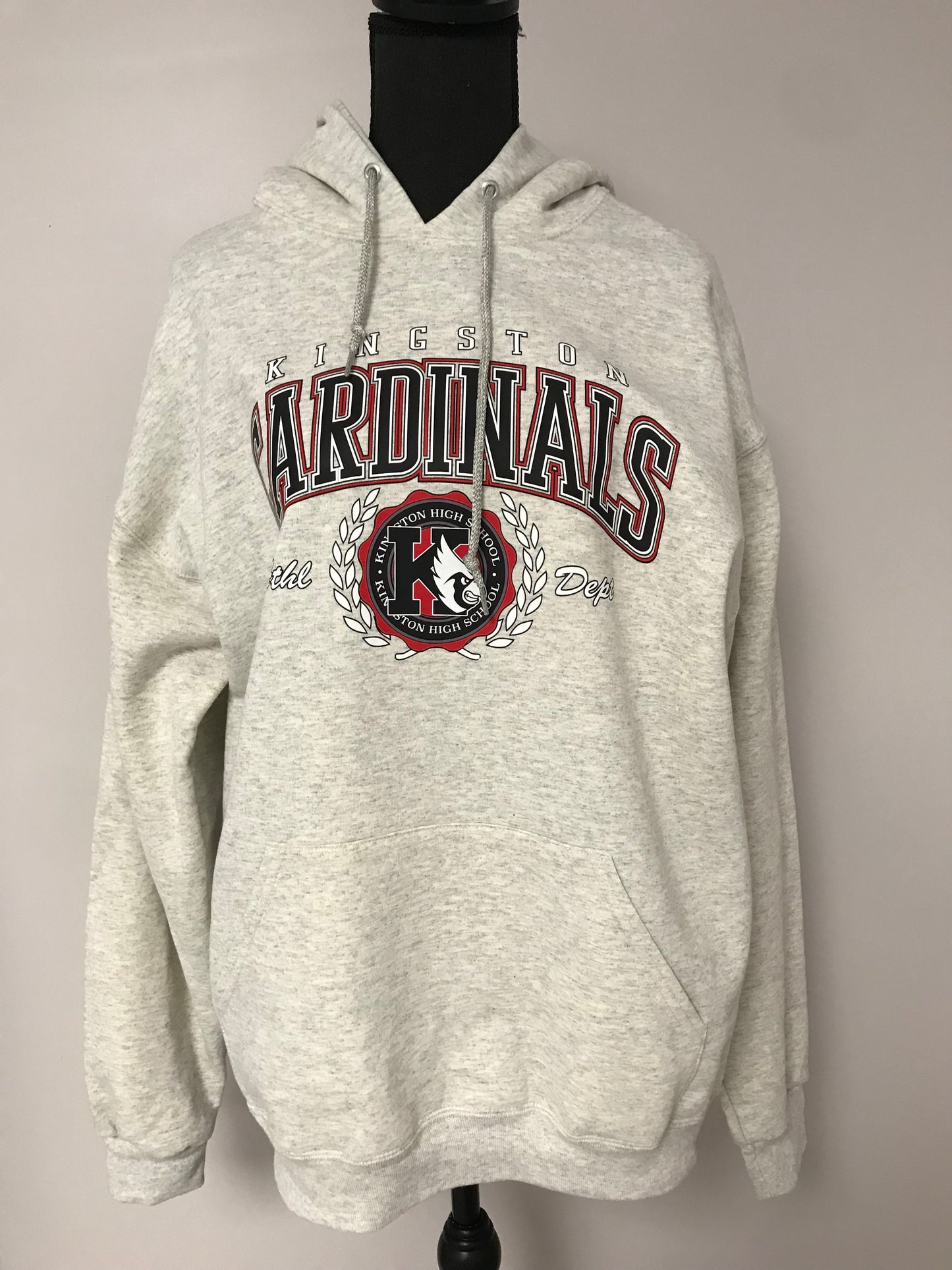 Kingston Cardinal  Hoody  with the words Kingston Cardinals on front and   Dept on front