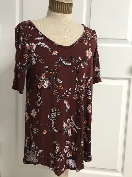 Floral Print Brown Top