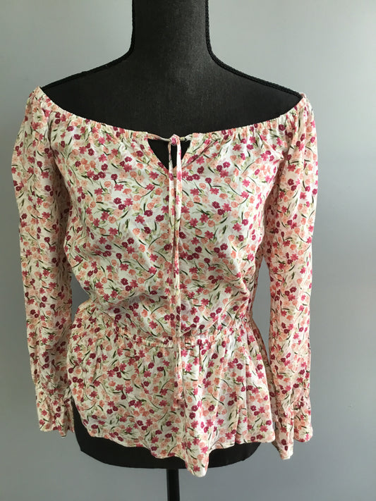 Wide Neck Flower Print Top